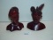 Polynesian mahogany carved heads 5” tall