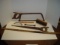 Mixed lot- meat saw, ruler, advertising square yard stick Gas Dip Stick, wire brush and others