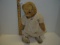 Vintage teddy bear in shoes and dress 15” tall