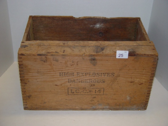 Advertising wooden Dovetailed box, High Explosives 18x12x10