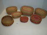 Woven covered nesting baskets and other 4” - 7”