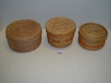 Woven covered baskets 5” - 7 ½”