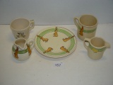 Cups and plate lot. 1 cup Weller Ware 6 ½” plate