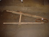 Wooden wheel barrow frame with steel wheel LOCAL PICKUP ONLY