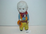 Jackie Cooper Japanese bisque doll with Jackie Cooper pin back 8” tall 3 pics