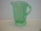 Green Glass pitcher 9” tall