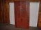 Early One Piece Primitive Cupboard Red Paint 4 Doors 89