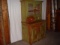 Wisconsin / Norwegian Influnced Two Piece Cupboard In Green Paint,