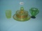 (3) Green Pieces, Butter Dish Has Two Chips