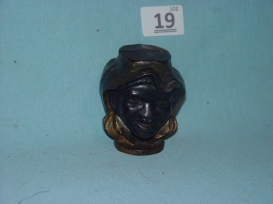 Double Face Cast Iron Bank, 3 1/4" Tall