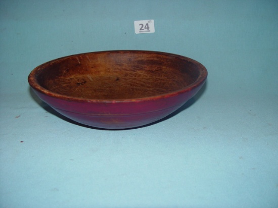 Wooden Bowl Red Paint, 10 1/4" In Diameter