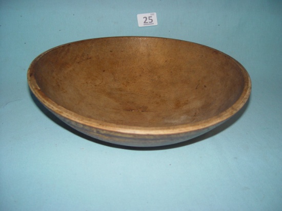 Wooden Bowl Grained Painted, 12" In Diameter