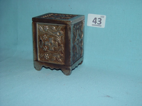 Cast Iron Safe Bank, 4" Tall, Pat Aug. 24, 1897