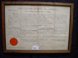 Land Grant Dec 11, 1888 to An American Indian, 17 x 11 Frame Size. Read Below