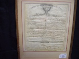 Army Military Discharge paper in frame