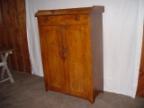 Grained Pie Safe With Gallery, Two Chamfered Doors & One Dovetailed Drawer