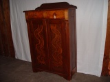 Grain Decorated, Pie Safe With Gallery Two Drawers &