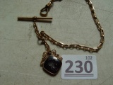 Human Hair Watch Chain, Intaglio Fob