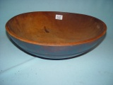 Turned Wooden Bowl, Stressed Blue Paint