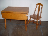 Child's Oak Drop Leaf Table & Chair