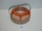 Depression glass candy dish with carrier