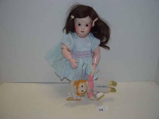 Contemporary Bisque head jointed doll marked M Mosser France 12”