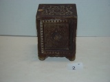 Cast iron combination lock coin bank by The J & E Stevens Co. 5” tall 3 pics