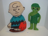 Charlie Brown and Green Giant ?? cloth dolls 17”