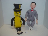 Talking pull-string Pee Wee Herman doll and cloth Mr. Peanut 21’ tall
