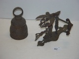 Brass bell and bracket. Bracket 10 ½” long Bell 3 ½” diameter