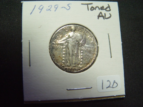 1929-S Standing Liberty Quarter   Toned AU