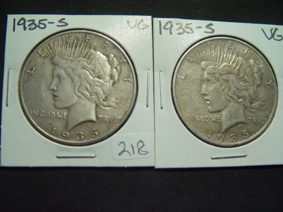 Pair of VG 1935-S Peace Dollars