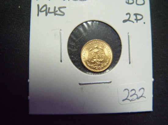 1945 Mexico   Gold 2 Pesos   BU