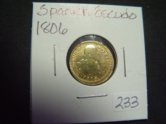 1806 Spanish Gold Escudo  Cleaned