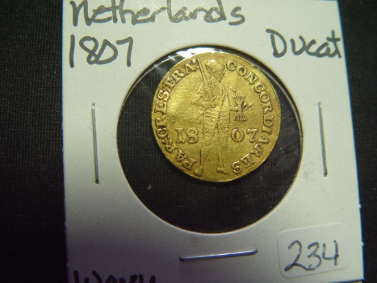 1807 Gold Netherlands Ducat- Coin is wavy (bent)