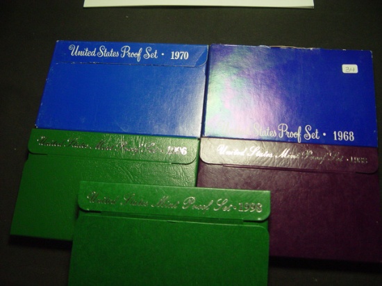 Five Different Proof Sets: 1968, 1970, 1988, 1996, 1998