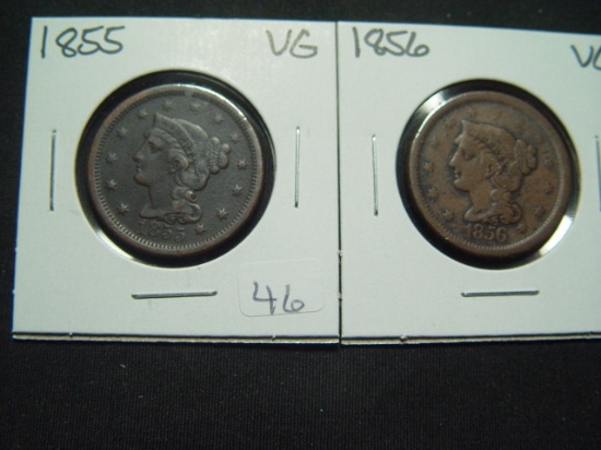 Pair of VG Large Cents   VG