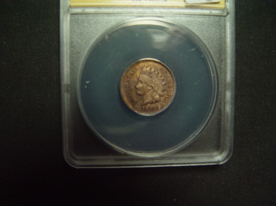 1890 Indian Cent   ANACS AU55 Details  "Cleaned"