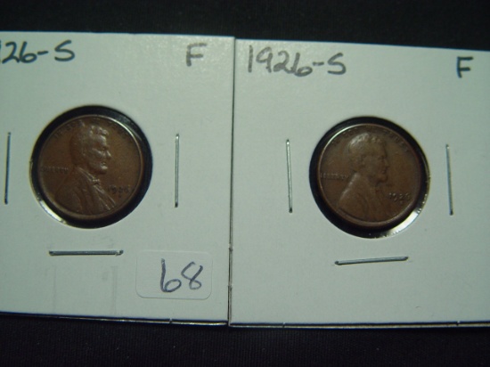 Pair of Fine 1926-S Lincoln Cents