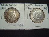 Two 1952 Washington-Carver Commemorative Halves