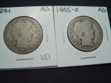 Pair of About Good Early Barber Halves: 1894 & 1895-O