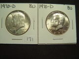 Two 1970-D BU Kennedy Halves: Mint Set Only Issue