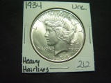 Uncirculated 1934 Peace Dollar w/heavy hairlining