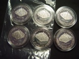Six 1987 Proof Constitution Silver Dollars