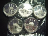 Five 1984 Olympic Proof Silver Dollars