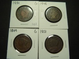 Four Good Large Cents: 1831, 1848, 1849, 1851