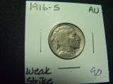 1916-S Buffalo Nickel   AU w/weak strike