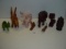 Mixed lot- hand carved figurines and others tallest 6” large wood elephant missing part of tusk