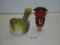 Hand carved wood bottle stopper and bird. Stopper mouth opens with lever 2 pics