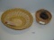 Hand woven Indian basket 10” and small basket with  ??? animal